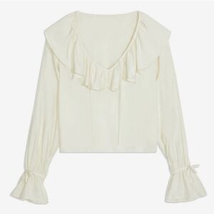 Cream WeWoreWhat Small Ruffled Blouse